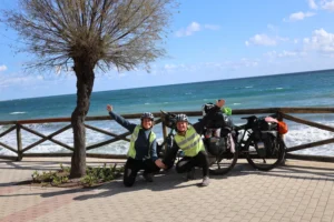 Fahrrad-Weltreise Wiedersehen beim Radfahren an der Costa del Sol